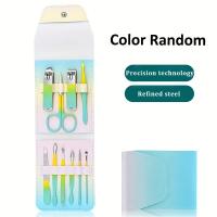 Juego de manicura profesional, Kit de pedicura profesional con gradiente de acero inoxidable, tijeras para uñas, Kit de aseo con Estuche De Viaje de cuero - details 6