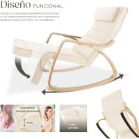Silla Mecedora Ergonómica, Reposapiés Ajustable en 5 Posiciones, Cojín Mullido con Cierre, Almohadillas Antideslizantes, Estructura Robusta, Sillon Lectura, Muebles de Salon - Gris Oscuro - details 12