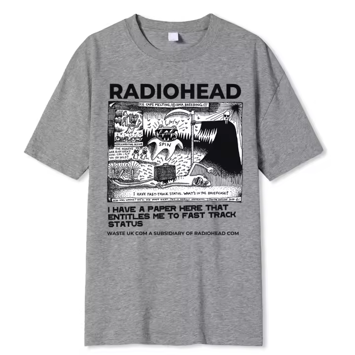 Radiohead - Camiseta Retro Clásica para Hombre, Estilo Hip Hop, Tour de Rock Norteamericano, 100% Algodón, Talla Grande - 1