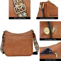 Bolso cruzado de hombro ancho para mujer de moda Bolso de mano retro grande multifuncional de cuero PU - details 13