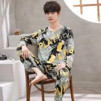 Conjunto de Pijama para Hombres Primavera-Otoño 2 Piezas Suaves de Manga Larga Ropa de Casa Casual - details 7