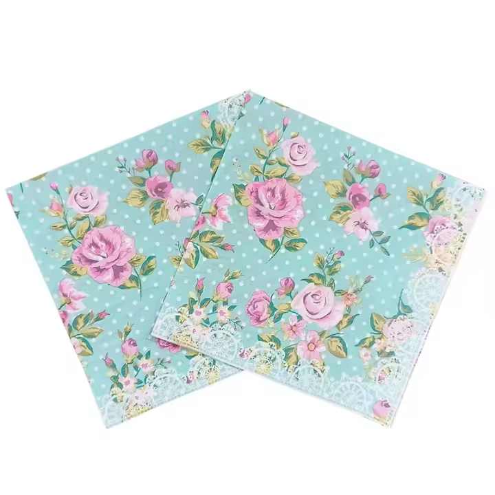 Servilletas de Papel para Bebidas de Rosa Verde Tamaño 33x33cm Ideal para Eventos y Fiestas - 1