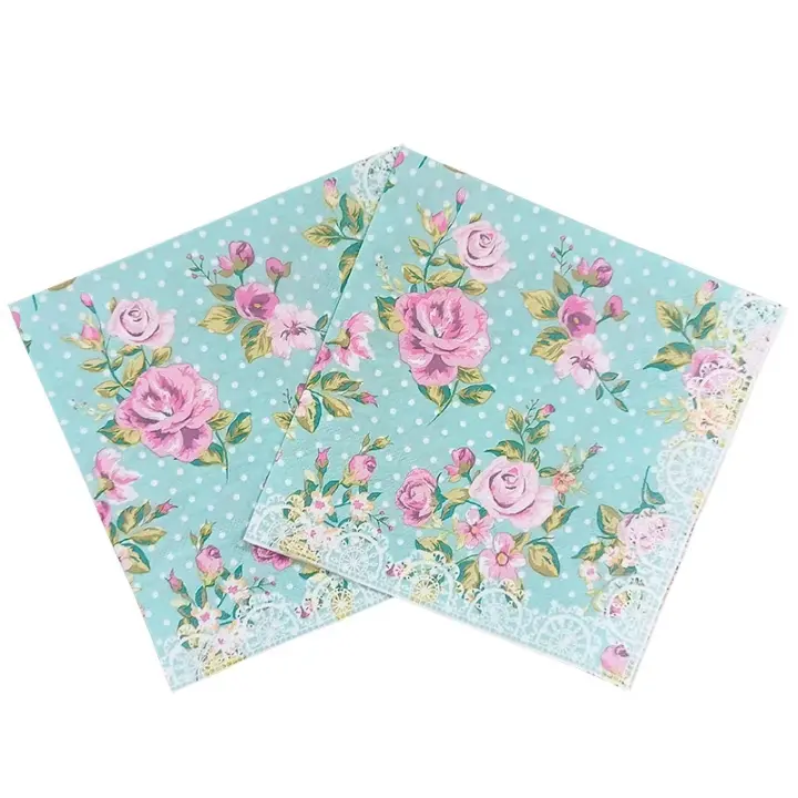 Servilletas de Papel para Bebidas de Rosa Verde Tamaño 33x33cm Ideal para Eventos y Fiestas - 1