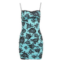 BUNO-Mini Vestido de satén con estampado de flores Nibber, encaje recortado para mujer, impresionante estética, elegante, sin mangas, vestidos de noche, Vestido femenino - details 9