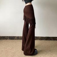 Pantalones de primavera/otoño con cintura BA, corte ajustado, acampanados, con empalme irregular y borlas, promoción para mujer - details 5