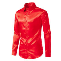 Camisa de vestir de satén de lujo para hombre, esmoquin liso de seda a la moda, informal, para boda, fiesta, graduación y oficina - details 25