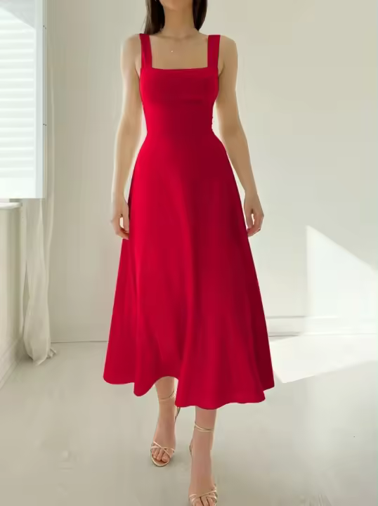 Vestido de cintura adelgazante con tirantes gruesos para mujer, nuevo estilo de verano - 1