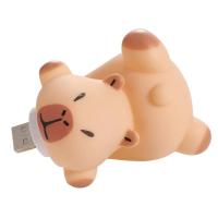 Bonita capibara, luz nocturna USB, lámpara con enchufe USB de dibujos animados de plástico, lámpara de ambiente pequeña USB práctica marrón, regalos para niños - details 3