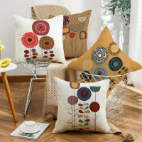 Juego de 4 fundas decorativas de cojines de lino floral, para sofá, cama, hogar, 45x45cm - details 6