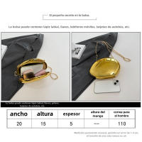 Bolso Concha Acrílica Fiesta Noche, Dorado Plateado Mujer con Bandolera Metal Brillante, Pequeño - details 0