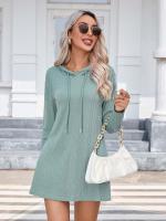 Vestido con capucha de punto de manga larga para mujer, - details 1