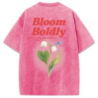 Camiseta lavada con estampado de orquídeas Bloom Boldly Bell, ropa de calle suave de verano para mujer, camisetas deportivas cómodas, pantalón corto informal de calle de manga - details 21