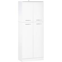 Armario alto de 2 puertas, mueble auxiliar de almacenamiento multifuncional con 5 estantes y estantes ajustables, moderno para salón, dormitorio, cocina, 59x31x155 cm, blanco. - details 0
