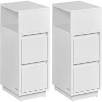 Noche Estrecha Mesa Auxiliar con 2 Cajones y Compartimento Abierto Blanco Nube LET656W01 - details 7