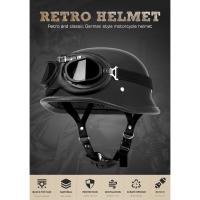 Casco de Motocicleta Estilo Alemán Medio Crucero Retro con Cara Abierta Certificado DOT S-XXL - details 0