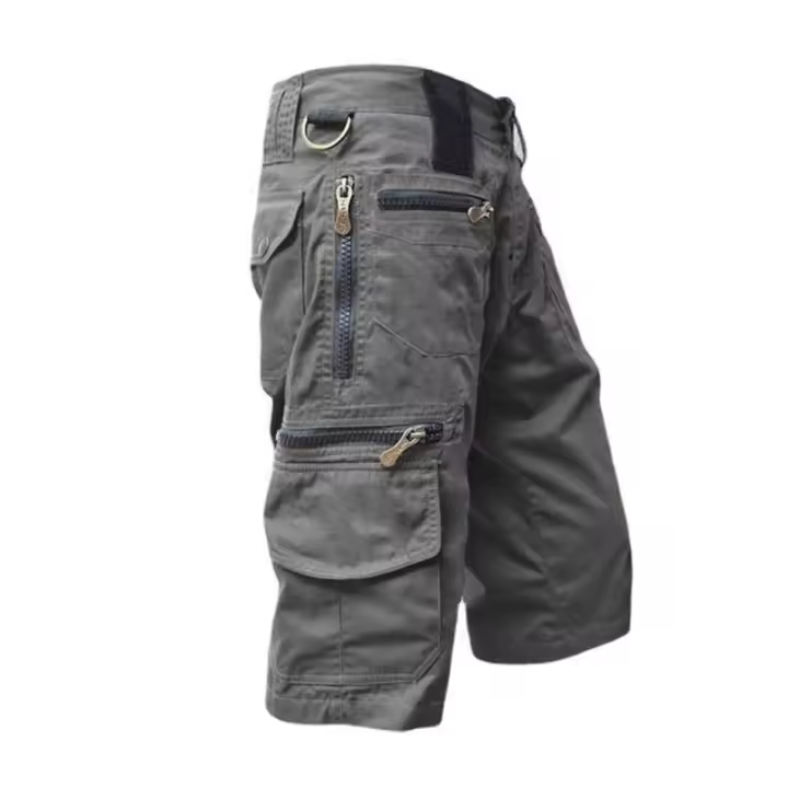 Los hombres sueltos rectos verano de gran tamaño tendencia casual pantalones de media pierna multi-bolsillo de trabajo pantalones cortos de cinco pantalones. - 1
