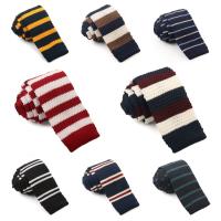 Corbata de punto a rayas gruesas a la moda, corbata de camisa tejida de piel ajustable, corbata suave y cálida para hombres y niños - details 1