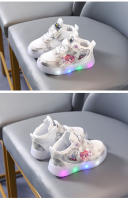 Zapatillas deportivas con luces LED para niños y niñas, zapatos para correr, zapatillas de Velcro antideslizantes luminosas, Sakura kawaii - details 8