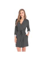 Batas para mujer Albornoz de punto Ropa de dormir suave y liviana hasta la rodilla con bolsillos Ropa de descanso S-XXL - details 20