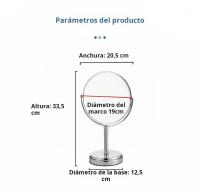 Espejo de Baño Metálico Redondo Polizado 7/8 Pulgadas Rotación de 360° Base Antideslizante - details 1