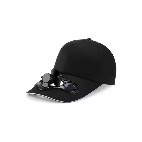 Gorra de béisbol con ventilador de refrigeración, gorra con energía solar, color negro, para verano - 1