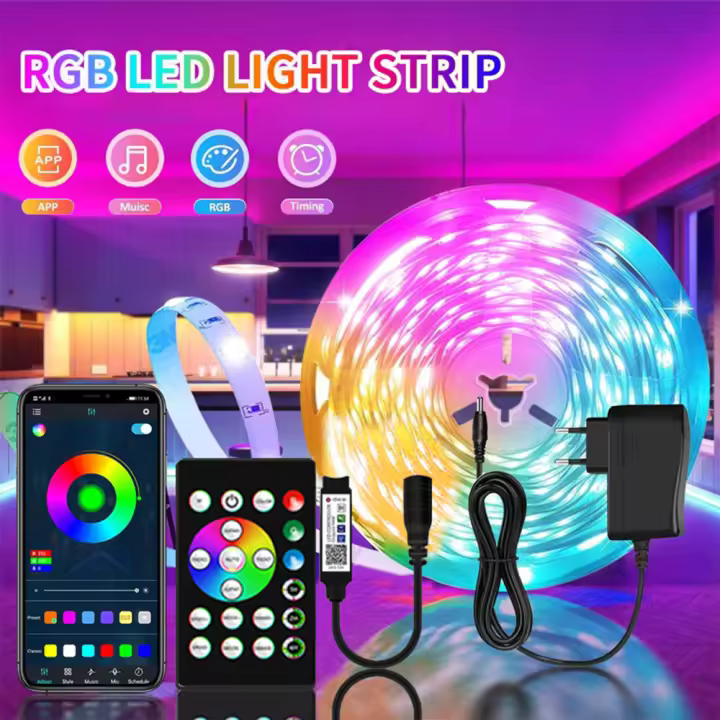 5050RGB Smart LED Strip Lights,  24V With Bluetooth App Control RGB Strip For Party Decoration, Party - 1