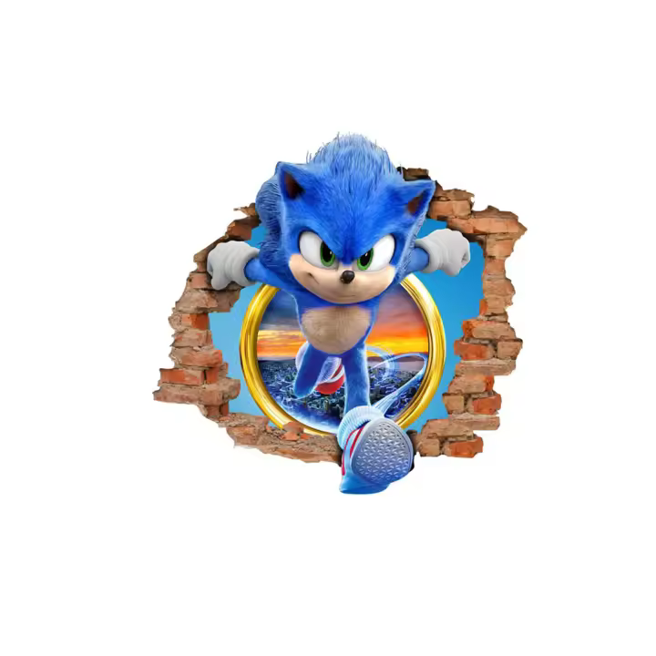 Pegatina de Pared de Dibujos Animados de Sonic Autoadhesiva, Decoración de Dormitorio para Niños, Temática de Juego de Video - 1