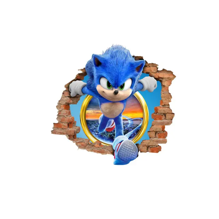 Pegatina de Pared de Dibujos Animados de Sonic Autoadhesiva, Decoración de Dormitorio para Niños, Temática de Juego de Video - 1