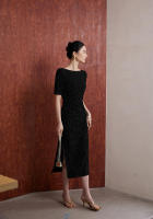 BGTEEVER-vestido ajustado a cuadros para mujer, prenda elegante de manga corta, ceñido a la cadera, con cuello oblicuo, para primavera y verano - details 19