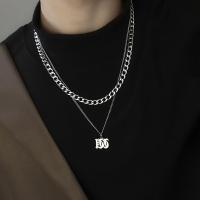 Cadena gruesa de doble capa para suéter, collar de acero de titanio para hombre, cadena de clavícula, collar con letras cubanas - details 5