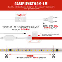 Tira de LED Adhesiva 220V IP67 Impermeable Strip Light con Interruptor SMD 2835 120 leds/m corte 10 CM - details 3