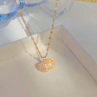 Perlas abiertas conchas collar mujer incrustado circonitas luz de lujo cadena clavícula temperamento ornamentos - details 2