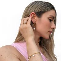 GOLDENCAT Pulsera elegante de acero con perlas para mujer, perlas de río, longitud extendida de la pulsera 16 cm, acero inoxidable, chapado en oro de 14k - details 3