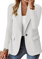 Chaqueta de traje pequeña de manga larga para mujer, Color sólido, otoño - details 16