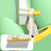 Peine para depilación de mascotas con botón de liberación, peine con pasador plano, cabezal giratorio de 360 grados, removedor de pelo para perros, mango ergonómico para desenredar - details 16