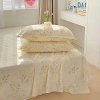 Sábana plana con estampado liso para cama doble, sábanas de lino suaves para el hogar, Individual/Queen/King, 1 unidad - details 0