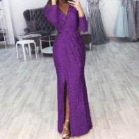 Elegante Vestido Brillante de Cuello en V Moda de Banquete de Noche Ligera de Alta Gama - details 4