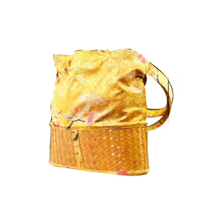 Bolso de Mano Creativo Hecho a Mano Estilo Chino Impreso en Satén para Ceremonia del Té Bolso de Cubo de Doble Uso en Varios Estilos - 1