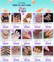 24 uñas usables y desmontables con arte corto morado, bordes dorados franceses, uñas postizas impermeables, suministros para uñas - details 0