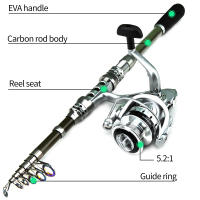Combos de caña de pescar con caña telescópica, carretes giratorios, bolsa de transporte para viaje, para pesca de agua - details 1