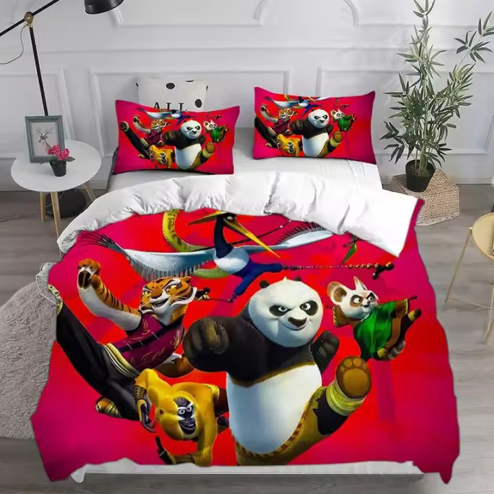 Funda de Edredón Kung Fu Panda con Impresión Digital 3D Textil de Hogar Suave 100% Poliéster - 1