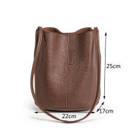 Bolso de hombro Vintage de gran capacidad para mujer, bolso cruzado informal de cuero PU, Color sólido, bolso de compras con asas - details 5