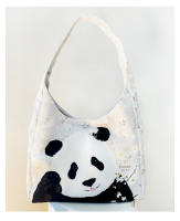 De dibujos animados lindo panda gigante bolsa de mano diseño de nicho versátil bolsa de hombro de gran capacidad bolsa de compras floral respetuosa con el medio ambiente - details 0