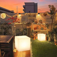 Cordless LED Cube Chair Light With Remote Control, Color Changing, USB Rechargeable Waterproof Cube Floor-Standing Lamp For Home - details 2