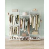 Armario de Ropa, Armario de Metal con Estantes Ajustables, Barras para Colgar y Ganchos, Duradero, Perchero Separable, Blanco - details 1