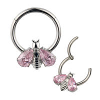 ASTM-pendientes Piercing F136 de abeja de titanio con bisel, aro de segmento de CZ, segmento con bisagras, para nariz, Tragus, hélice, Labret - details 3