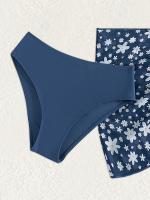Conjunto de Bikini para Niñas con Decoración de Borde Plisado y Falda de Playa con Estampado Floral - details 3
