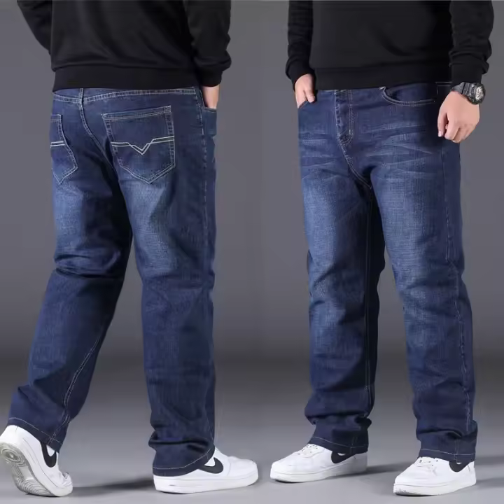 Pantalones vaqueros de talla grande para hombre, holgados de Vaqueros cintura alta, color negro, 10XL - 1