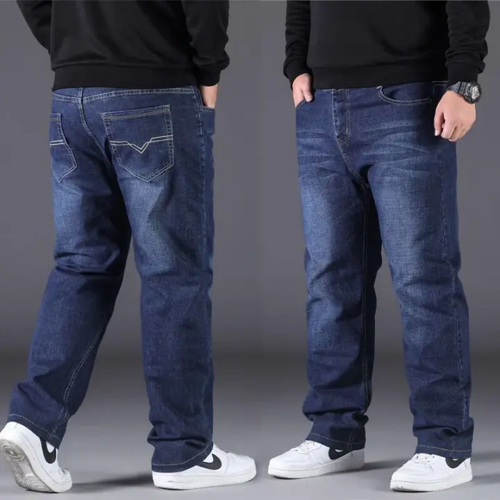 Pantalones vaqueros de talla grande para hombre, holgados de Vaqueros cintura alta, color negro, 10XL - 1