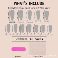 Juego Completo de Uñas Falsas de Color Rosa Diseño de Punto Largo Color Sólido - details 4